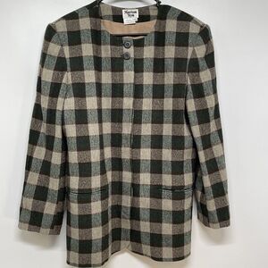 Harrison Kent Women Vintage Wool Blend Plaid Jacket Checkered Classic Preppy 12